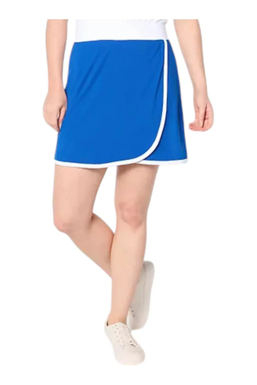 Cuddl Duds Women's Flexwear Foldover Skort Blue - Regular